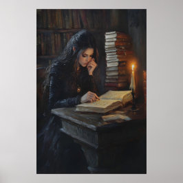 Donkere Academische Meisje Leest Kunst Gotische Bi Poster