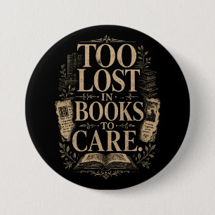 Donkere academische vintage lezer boek liefhebber ronde button 7,6 cm