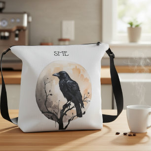Donkere Academische Waterverf Raaf Gotiek Crossbody Tas