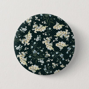 Donkere  achtergrond bloempatroon ronde button 5,7 cm