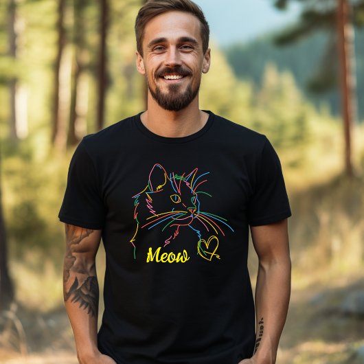 Donkere achtergrond Creative Cat T-Shirt