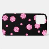 Donkere achtergrond heldere gestileerde roze bloem Case-Mate iPhone case (Achterkant (horizontaal))