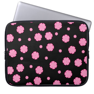 Donkere achtergrond heldere gestileerde roze bloem laptop sleeve