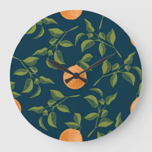 Donkere achtergrond Oranje Citrus takken Grote Klok