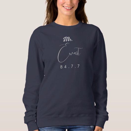 Donkere achternaam met datum en handtekening sweat trui (Voorkant)