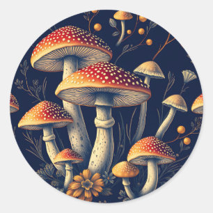 Donkere Amanita Muscaria Paddenstoel Bosland Ronde Sticker