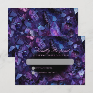 Donkere Amethyst Boho Heks Kristallen Zwarte Bruil RSVP Kaartje