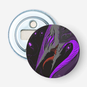 Donkere Anime Fantasy Kraai en Duivel Kunst Button Flesopener