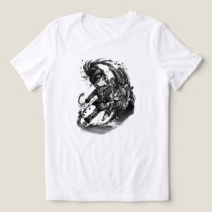 Donkere Anime Meisje met Reusachtige Kat KUNST Tri-Blend Shirt