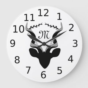 Donkere Antelope Silhouette Monogram Grote Klok