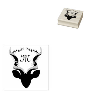 Donkere Antelope Silhouette Monogram Rubberstempel