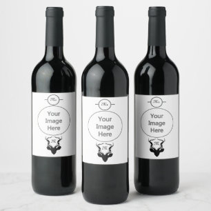 Donkere Antilope Silhouet Monogram Wijn Etiket