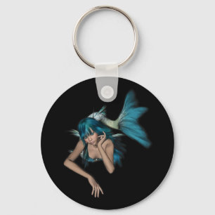 Donkere Aqua Blue 3D Mermaid Sleutelhanger
