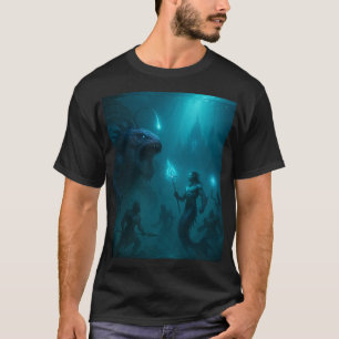 Donkere Aquatische Krijger & Zee Beest Fantasie Ku T-shirt