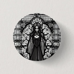 Donkere Art Gothic Girl Canvas tas Ronde Button 3,2 Cm