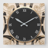 Donkere Art Nouveau Art Deco klok - Zwart Wit Goud