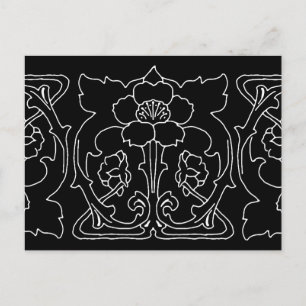 Donkere Art Nouveau-bloemmotief Briefkaart