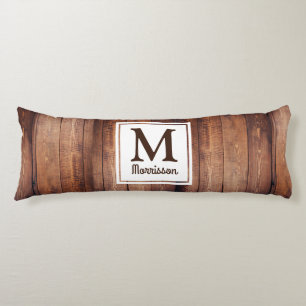 Donkere Barn Wood Country Monogramed Lichaamskussen