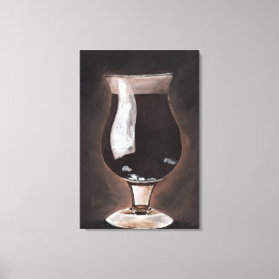 Donkere bier in Tulp Glass Porter Stout-schilderku Canvas Afdruk