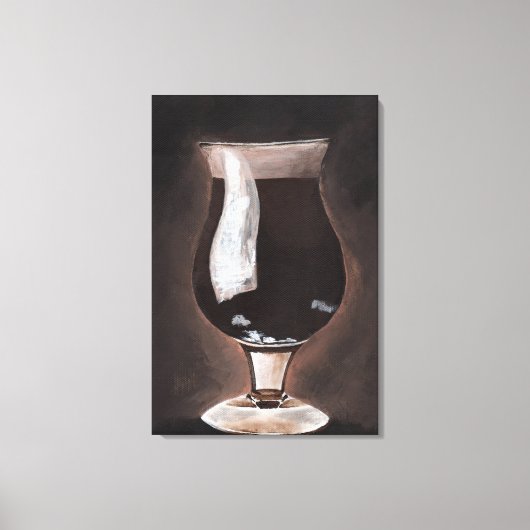 Donkere bier in Tulp Glass Porter Stout-schilderku Canvas Afdruk (Voorkant)