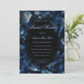 Donkere Blauwe Boho Heks Kristallen Zwarte Bruilof Kaart (Staand voorkant)