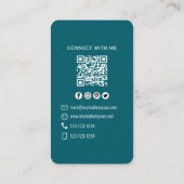 Donkere Blauwe Foto QR Code Verbind Met Mij Visitekaartje (Achterkant)