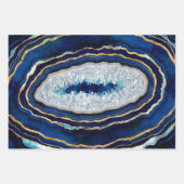 Donkere blauwe geode en gouden digitale kunst inpakpapier vel (Voorkant 3)