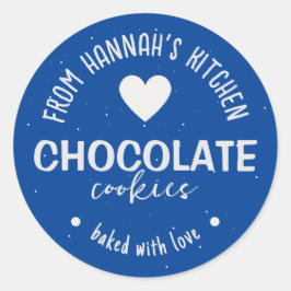 Donkere Blauwe Glitter Achtergrond Gebakken Met Li Ronde Sticker