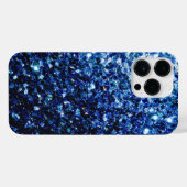 Donkere blauwe glitter sparken iPhone hoesje (Achterkant horizontaal)
