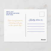 Donkere Blauwe Prinses Bloemige Quinceañera Briefkaart (Achterkant)