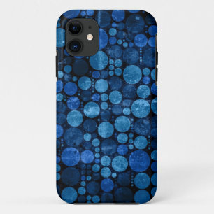 Donkere blauwe Retro Polka Dots Grunge iPhone 11 Hoesje