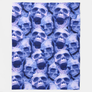 Donkere blauwe schedels fleece deken