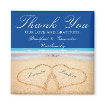 Donkere blauwe strand bruiloft 2 Harten in zand