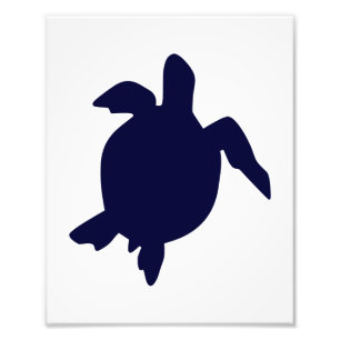 Donkere Blauwe Zeeschildpad Verticaal B Foto Afdruk