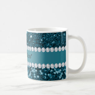 Donkere Blauwgroen Blauwe Faux schittert en Koffiemok
