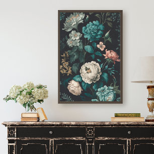 donkere Blauwgroen en witte flora ontkoppeling Tissuepapier