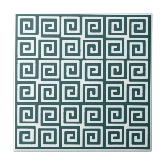 Donkere Blauwgroen groene sleutelpatroonkeramische Tegeltje (Voorkant)