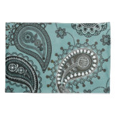 Donkere blauwgroen paisley kussensloop (Achterkant)