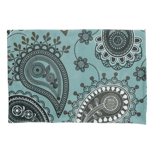 Donkere blauwgroen paisley kussensloop (Voorkant)