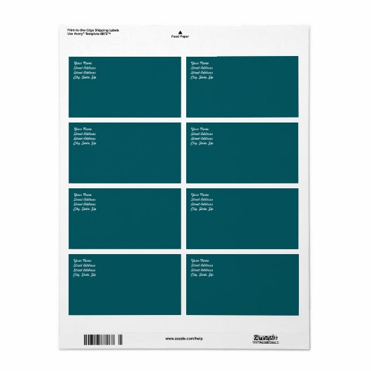 Donkere Blauwgroen verzendlabel (Full Sheet)