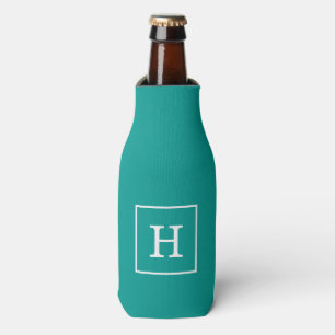 Donkere Blauwgroen witte monogram van het Initiaal Flesjeskoeler