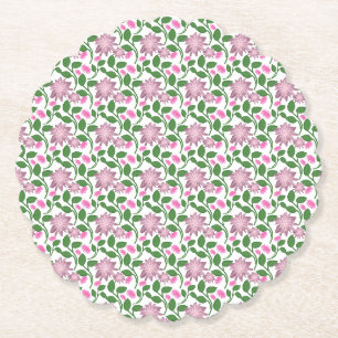 Donkere bloem naadloos patroon Roze bloemen Groene Kartonnen Onderzetters