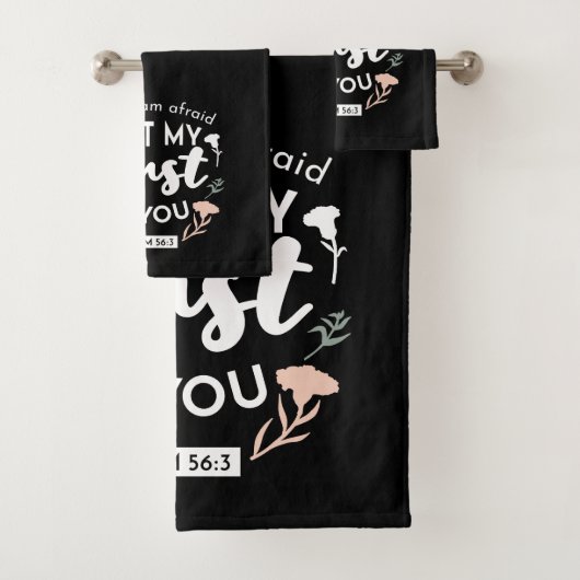 Donkere bloemen Christelijke kunst - Psalm 56:3 Bad Handdoek (Insitu)