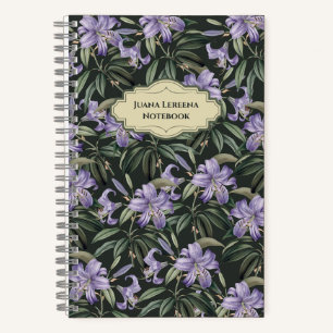 Donkere bloemen dromen met een realistische Paarse Notitieboek