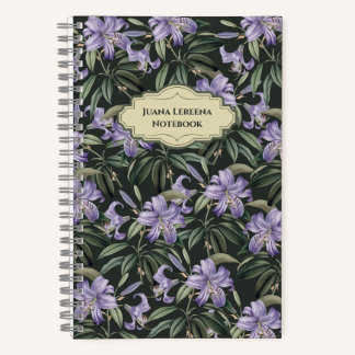 Donkere bloemen dromen met een realistische Paarse Notitieboek