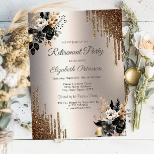 Donkere Bloemen Glitter Druppels Ivoorkleurig Pens Kaart