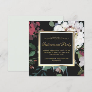 Donkere Bloemen Met Faux Gold Lijst Retirement Par Kaart