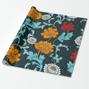 Donkere bloemen naadloos patroon vi cadeaupapier