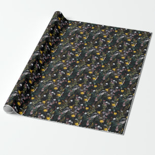 Donkere bloementuin: bloeiend nachtpatroon cadeaupapier