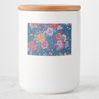 Donkere Bloemige Botanische Patroon met Vintage Mo Voedselcontainer Etiket